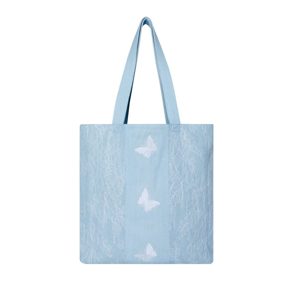Brand New with Tag - Original Design Romantic Butterfly Lace Denim Tote